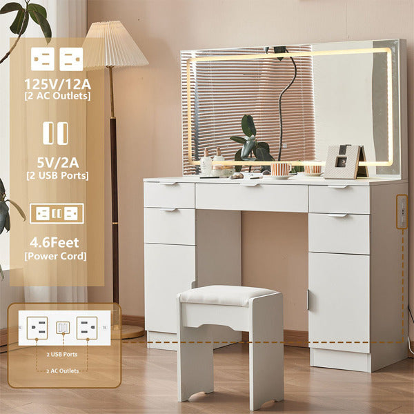 Dressing Table Set With LED Mirror And 3 Lighting Modes