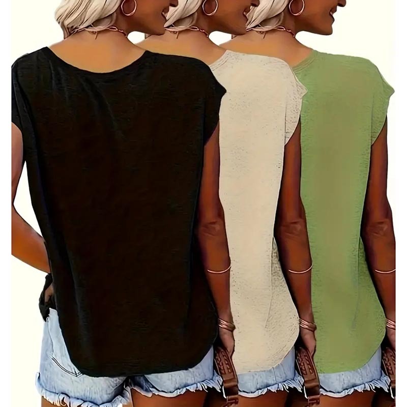 3 Pack Womens Tank Tops Loose Fit Summer Letter Print V Neck Tops Sleeveless Shirts