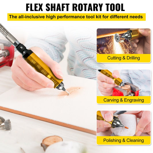 VEVOR Flex Shaft Grinder 780W Rotary Tool 500-23000RPM Rotary Carver With 3-Jaw Chuck & Stepless Speed Foot Pedal Hanging Grinding Machine 131PCS Accessories For Jewelry Polishing Grinding DIY