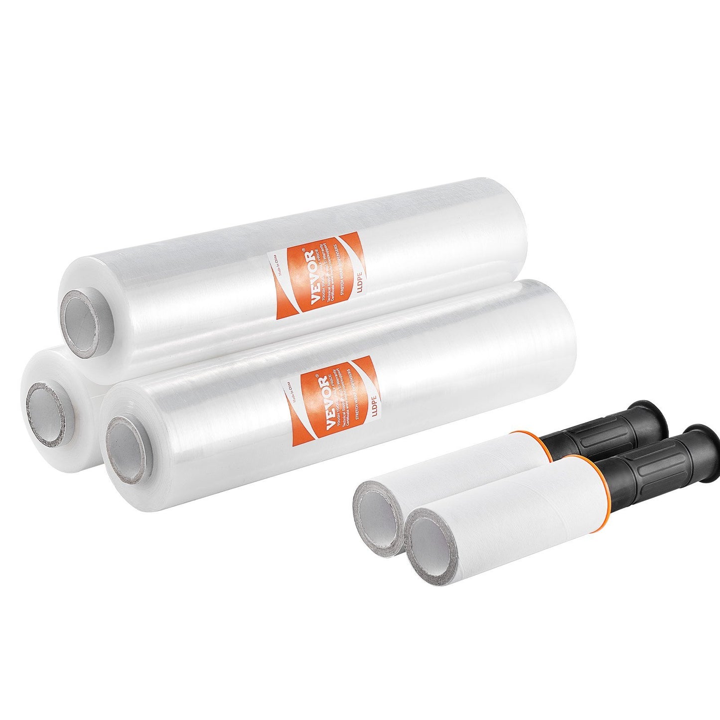 VEVOR Stretch Film, 15 InchesX1000 Feet, 3 Pack, 60 Gauge Industrial Strength Clear Durable Stretch Wrap Roll, Heavy Duty Shrink Film Stretch Wrap With Handles For Pallet Wrapping Shipping Moving