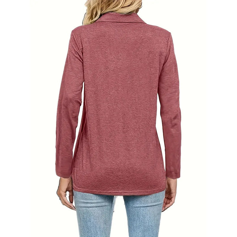 2 Packs Women's Polo Shirts Long Sleeve Business Casual Tops Collared V Neck Basic Tees