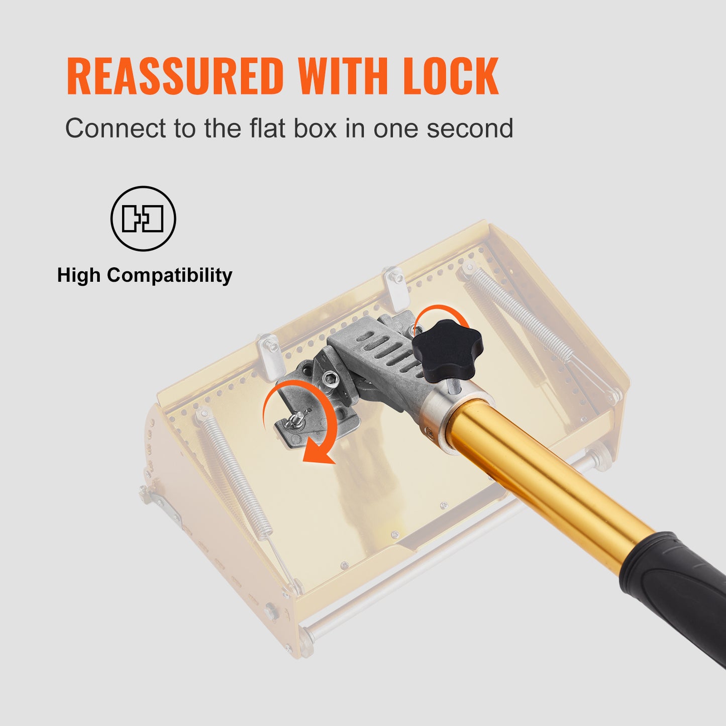 VEVOR Drywall Flat Box Handle, , Anodized Aluminum Flat Finishing Extension Handle, 5-Section Length Adjustable, Non-slip Grip And  Painting For Plasterboard, Wallboard, Sheetrock