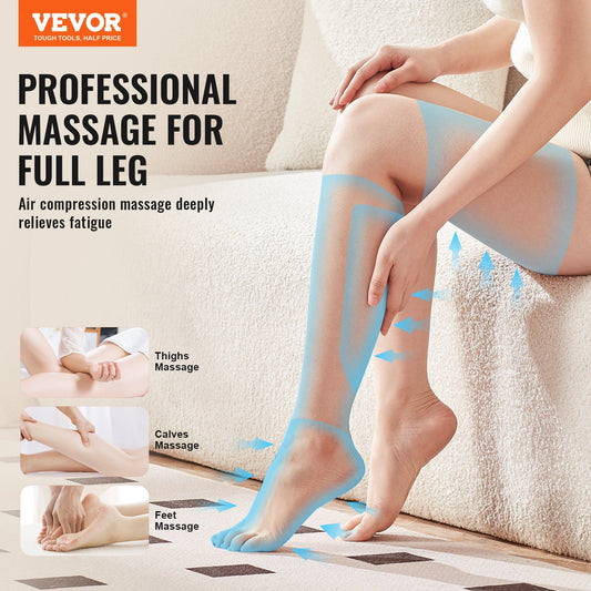 VEVOR Full Leg Massager, Air Compression Leg Massager For Foot Calf Thigh Knee, 3 Modes & 3 Intensities, Leg Compression Massage Boots For Circulation, Relaxation, Pain Relief - Great Gift For Mom Dad
