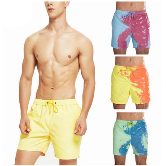 Magical Change Color Beach Shorts Summer Male Swimming Trunk Swimsuit Quick Dry