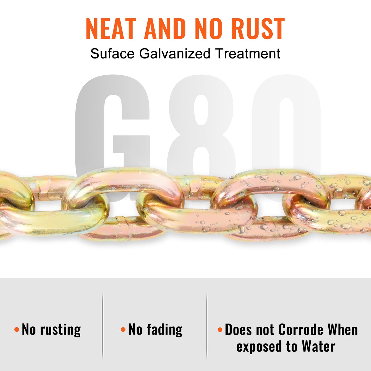 VEVOR Transport Binder Chain, 7100lbs Working Load Limit,G80 Tow Chain Tie Down With Grab Hooks, DOT Certified, Galvanized Coating Manganese Steel For Dock Factory Construction Site, 2 Pack