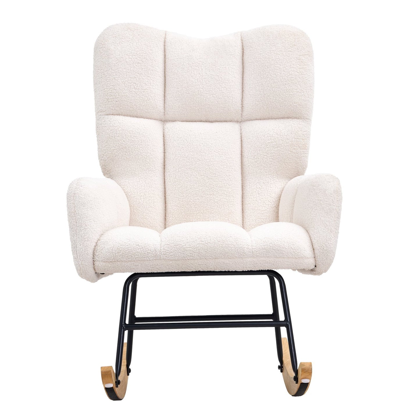 VEVOR Rocking Chair Nursery, Glider Rocking Chair With Soft Seat And High Backrest, Electric Chair 250 Lbs Weight Capacity Teddy Fabric, Upholstered Glider Rocker Chair For Nursery, Bedroom, Living Ro