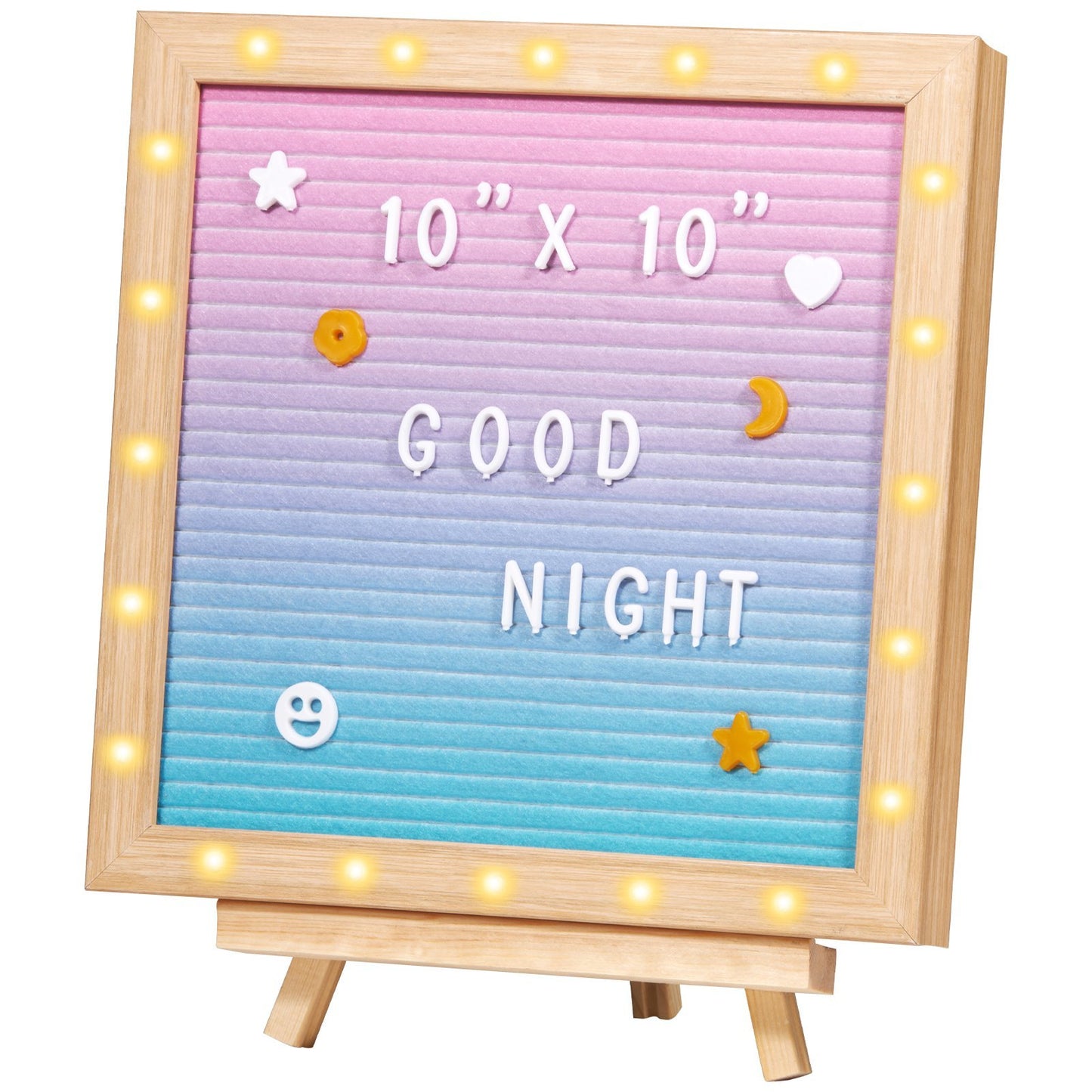 VEVOR Gradient Felt Letter Board,Felt Message Board, Changeable Sign Boards With 510 Letters, Stand, And Built-in LED Lights, Baby Announcement Sign For Home Classroom Office Decor Wedding