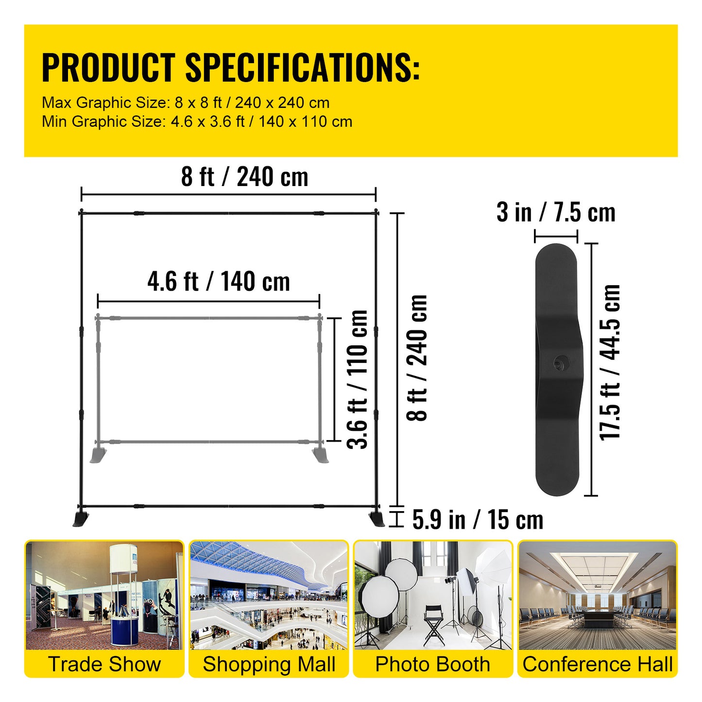 VEVOR Telescopic Backdrop Banner Stand Banner Stand Adjustable Step And Repeat Backdrop Banner Stand Retractable Banner Stand With Carrying Bag