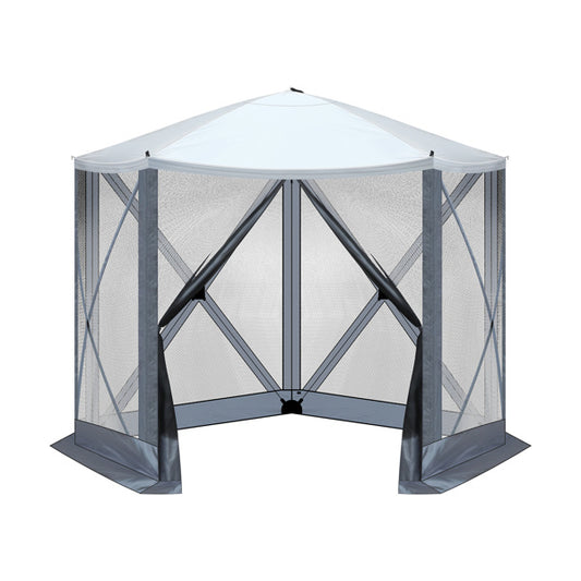 10X10ft Light Gray And Dark Gray Contrasting Pentagonal Automatic Folding Tent