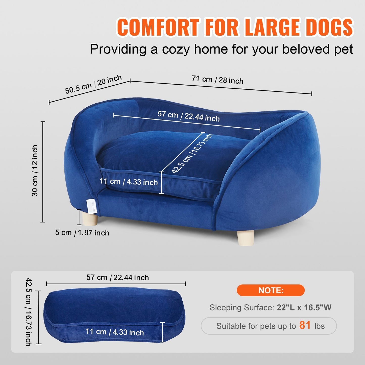 VEVOR Pet Sofa Dog Couch For Medium-Sized Dogs And Cats Dog Sofa Bed 81 Lbs