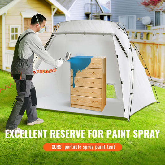 VEVOR Portable Paint Booth, Larger Spray Paint Tent With Built-in Floor & Mesh Screen, Painting Tent Station For Furniture DIY Hobby Tool, 7.5x5.2x5.2ft Spray Paint Shelter