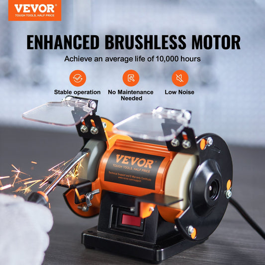 VEVOR Bench Polisher & Buffing Machine For Metal Jewelry Wood - With Wool & Abrasive Wheels, 100 Tools, 3590RPM