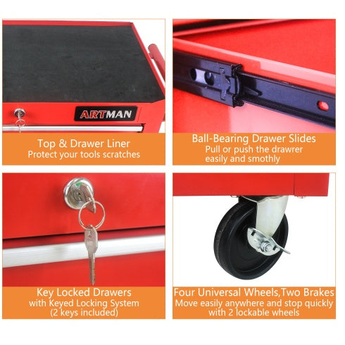 7 DRAWERS MULTIFUNCTIONAL TOOL CART WITH WHEELS