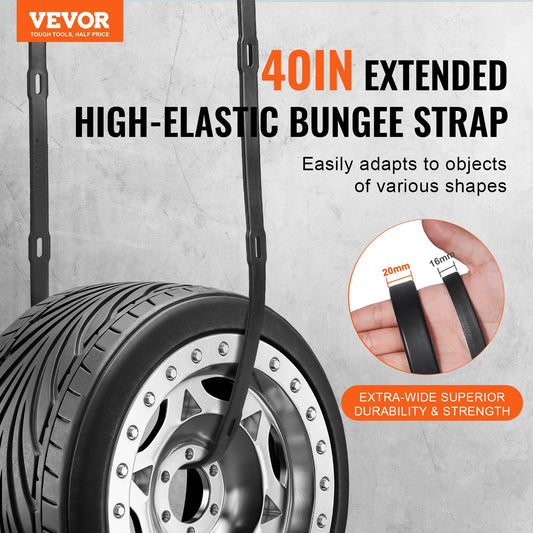 VEVOR 4 Pcs Flat Bungee Cord Set 20 Mm Heavy Duty Bungee Straps With S-Hook