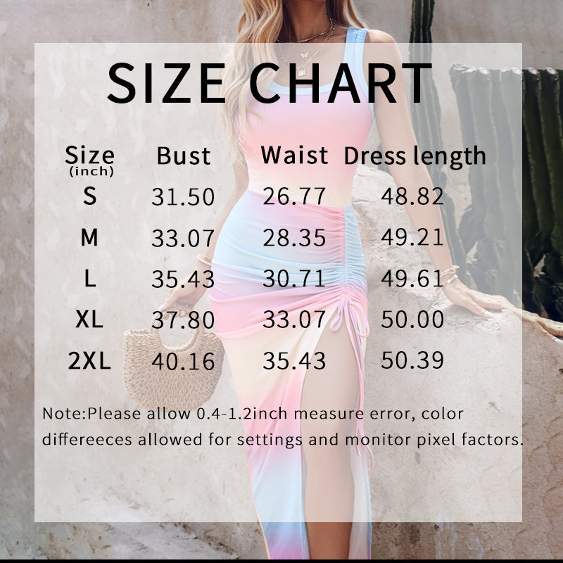 Women's Summer Sleeveless Side Split Drawstring Bodycon Tank Dress