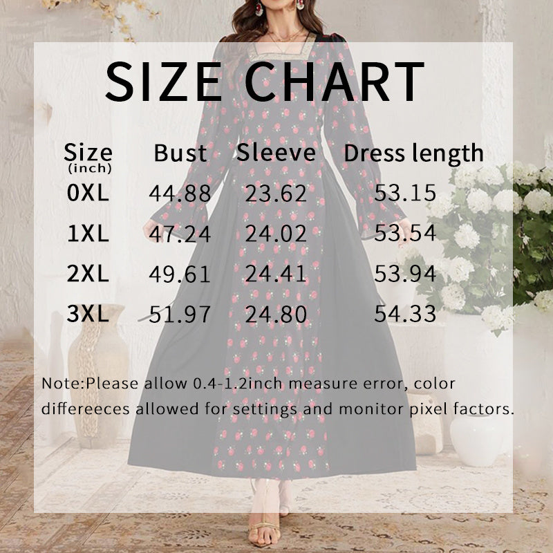 Women's Elegant Floral Print Square Neck Dress With Puff Sleeves & Cinched Waist, Summer Bohemian