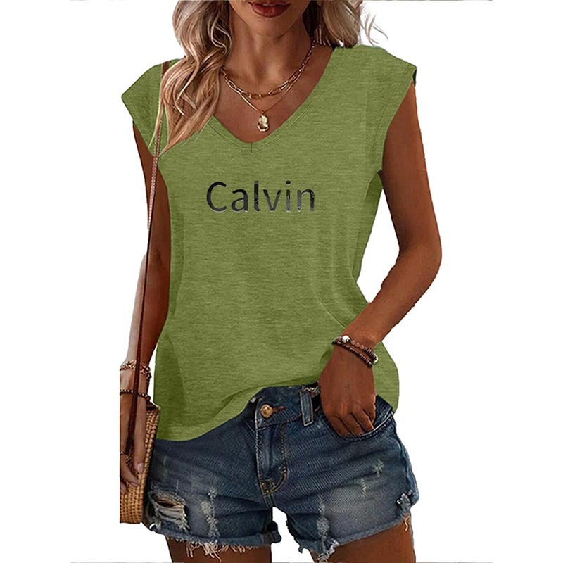 3 Pack Womens Tank Tops Loose Fit Summer Letter Print V Neck Tops Sleeveless Shirts