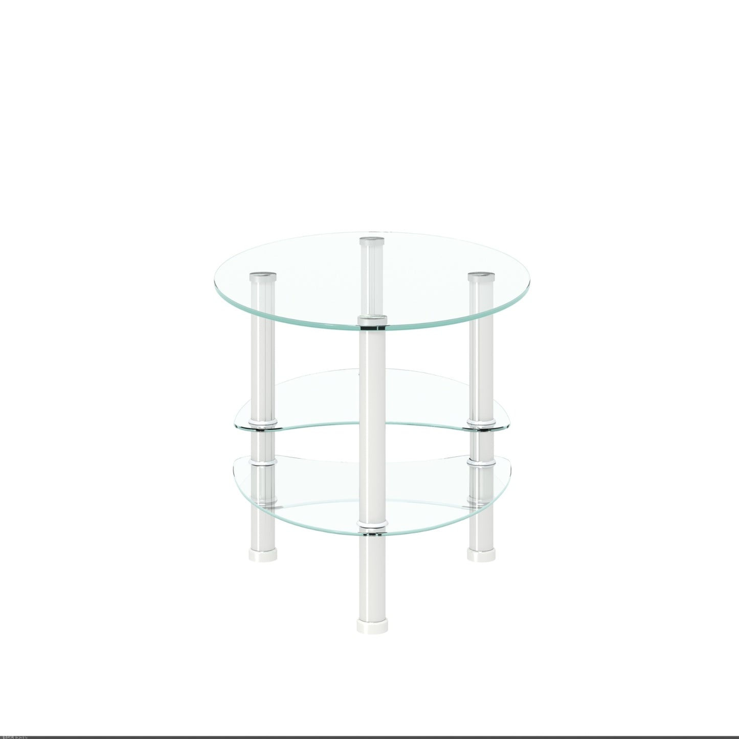 Transparent Oval Glass Coffee Table, Modern 3-Layer With Stainless Steel Leg