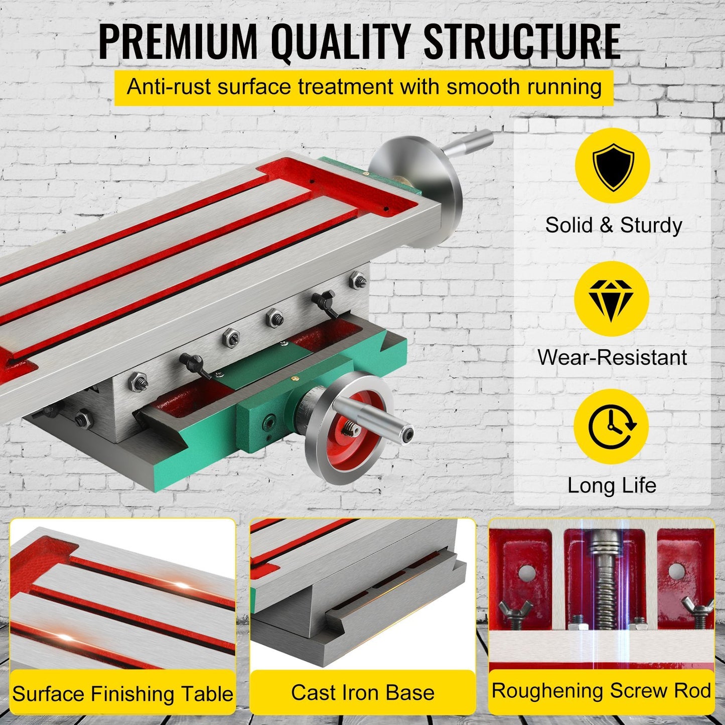 VEVOR Milling Working Table 17.7 X 6.7 Inch, Compound Milling Machine Work Table 2 Axis 4 Ways Move, Multifunction Milling Working Table Heavy-duty Structure,for Milling And Drilling Machine