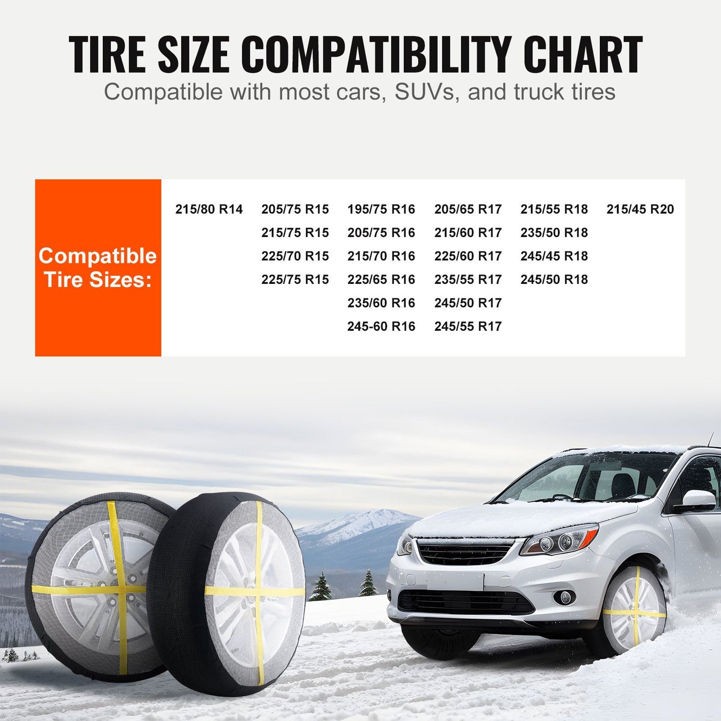 VEVOR Thickened Snow Socks For Tires Full Coverage Snow Traction Tire Cover