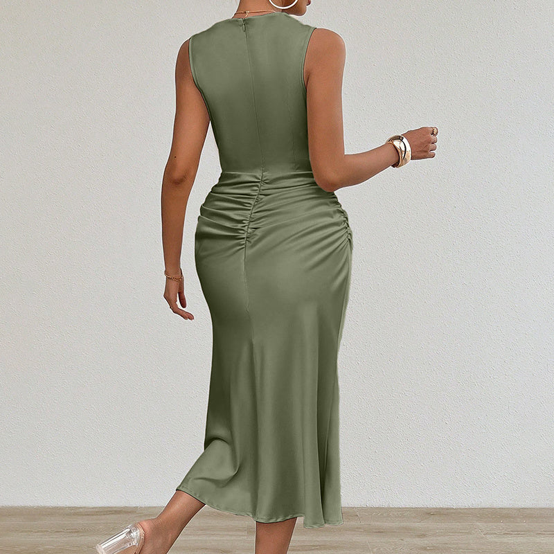 Women's Summer Sleeveless Tank Dress Crew Neck Slim Fit Bodycon Dress
