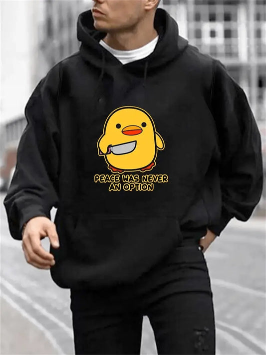 Men Long Sleeve Yellow Duck Holding Knife Pattern