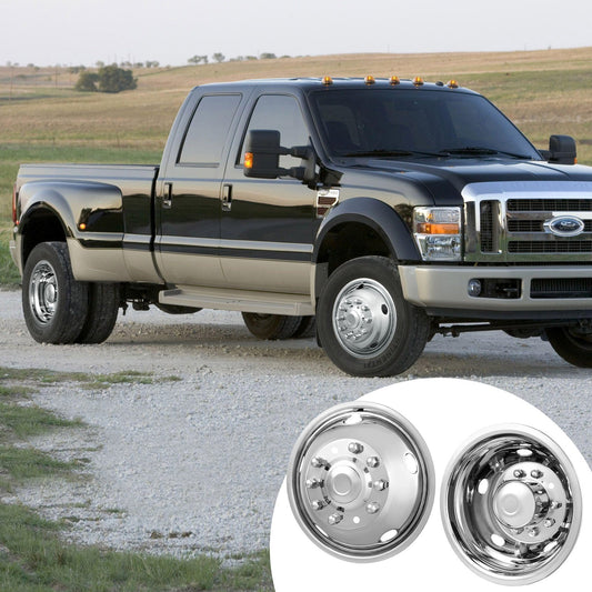 VEVOR 19.5-inch 10 Lug Wheel Simulators, 304 Stainless Steel Wheel Simulator Kit With Mirror Polished Finish, 2 Front And 2 Rear Wheel Covers Fit For For Ford , 4 Pcs