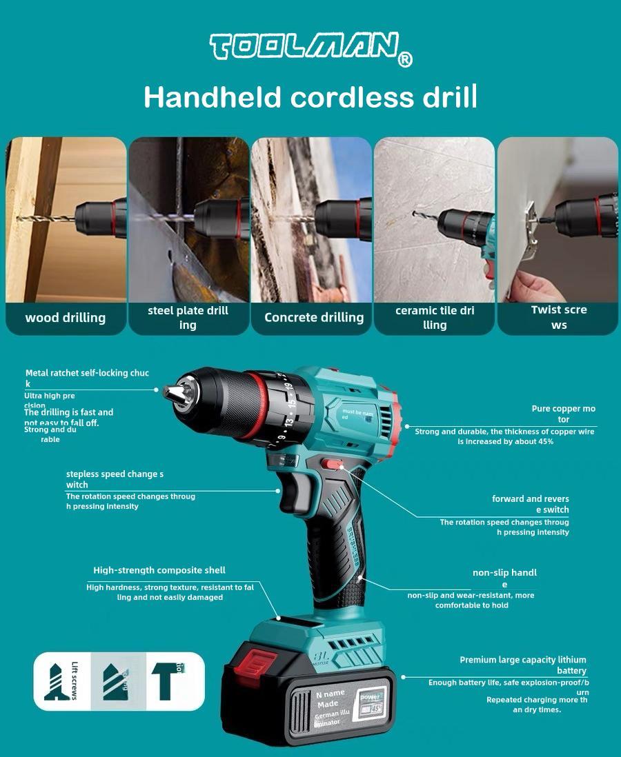 21V Max Lithium Cordless Handheld Drill Kit
