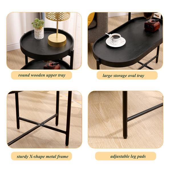 2 Tier Black Edge Table