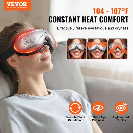 VEVOR Heated Eye Massager Eye Care Device 5 Modes Bluetooth Music Foldable