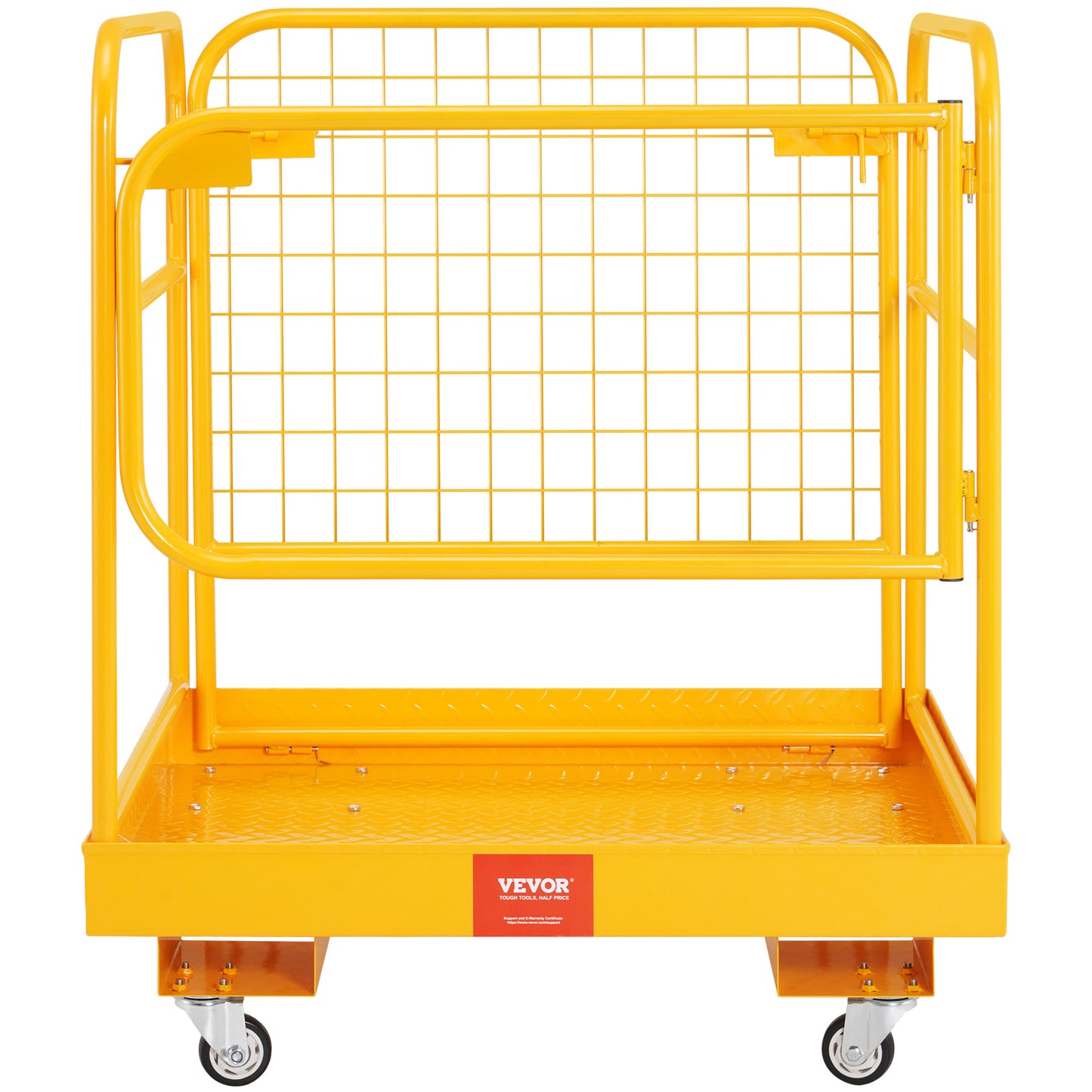 VEVOR Forklift Safety Cage, 1200 Lbs Load Capacity, 36 X 36 Inches Folding Forklift Work Platform With Lockable Swivel Wheels, Drain Hole & Device Chain, Holds 1 To 2 Adults, Perfect For Aerial Work