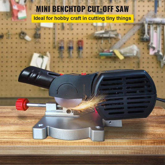 VEVOR Mini Miter Cut-off Chop Saw, Two  Blade Of Steel And Resin With Cutting Depth, Benchtop Miter Saw For Copper, Aluminum, Wood, Zinc In Hobby Craft