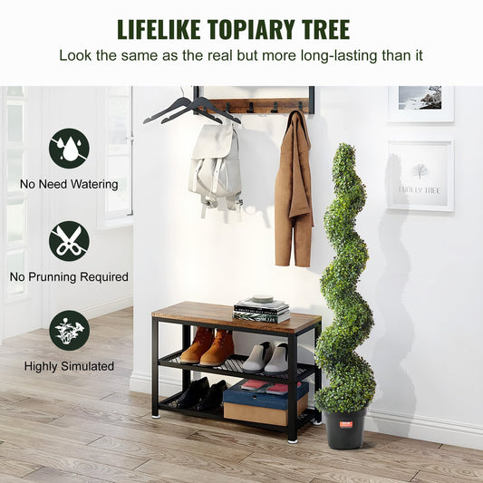 VEVOR 2 Pack 5' Artificial Boxwood Topiary Tree Faux Plant UV Decor In Outdoor