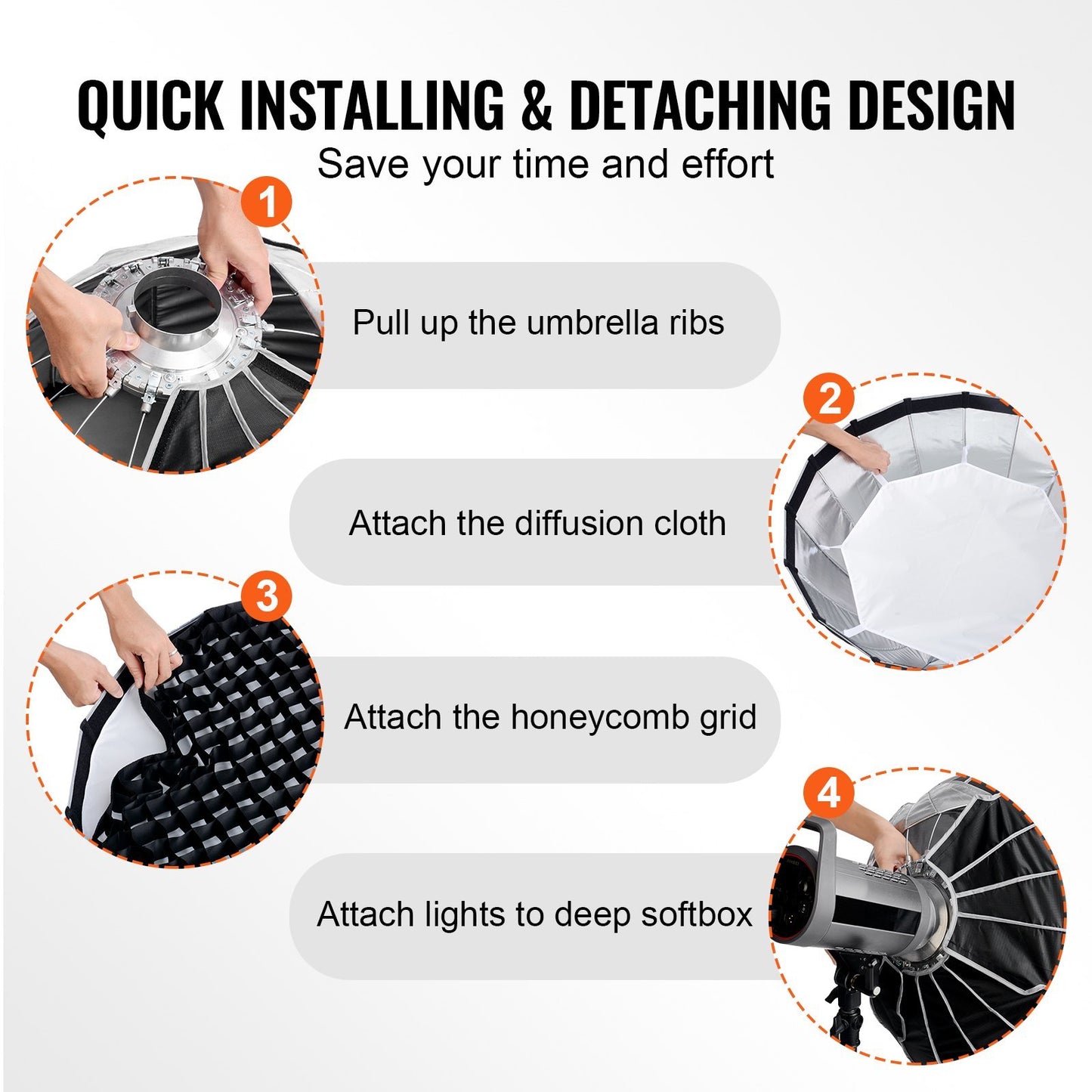 VEVOR Parabolic Softbox 33 In Quick Release & Quick Fold & Portable