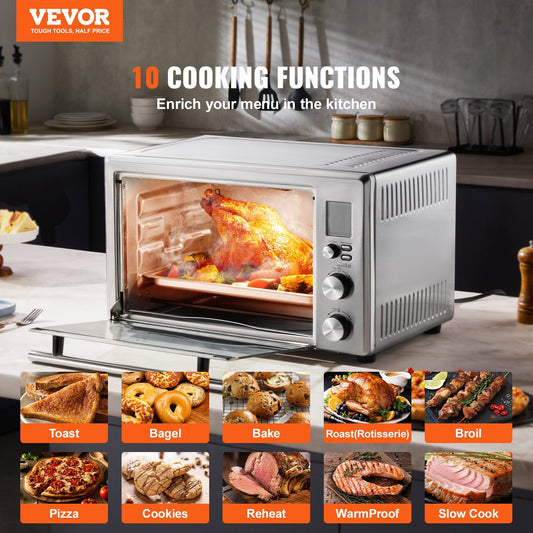 VEVOR Countertop Convection Oven 28L Toaster Baker 10-IN-1 1800W For Home Use