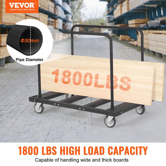 VEVOR Drywall Cart, 1800 LBS Panel Dolly Cart With  Deck And  Swivel Wheels, Heavy-Duty Drywall Sheet Cart, Handling Wall Panel, Sheetrock, Lumber, For Garage, Home, Warehouse