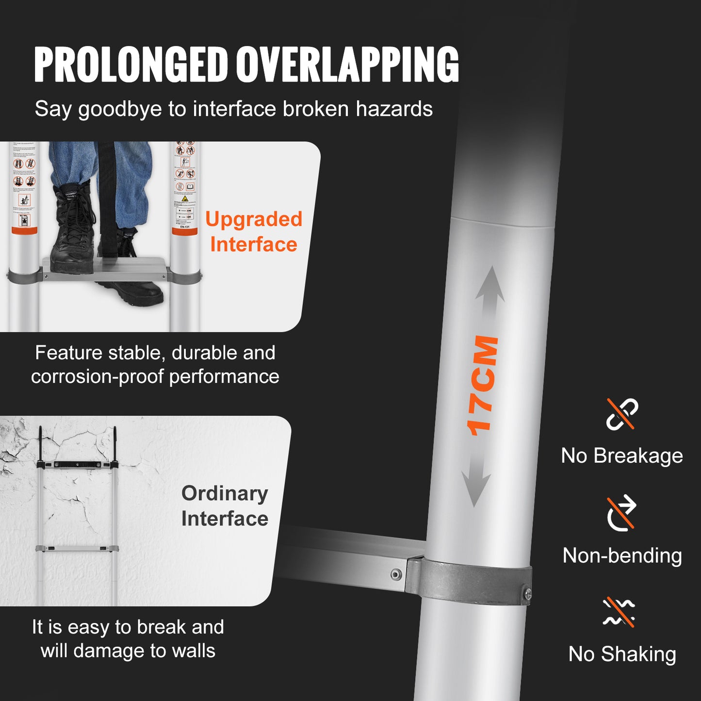 VEVOR Telescoping Ladder Aluminum Extension Step 12.5 Ft Multi Purpose Portable