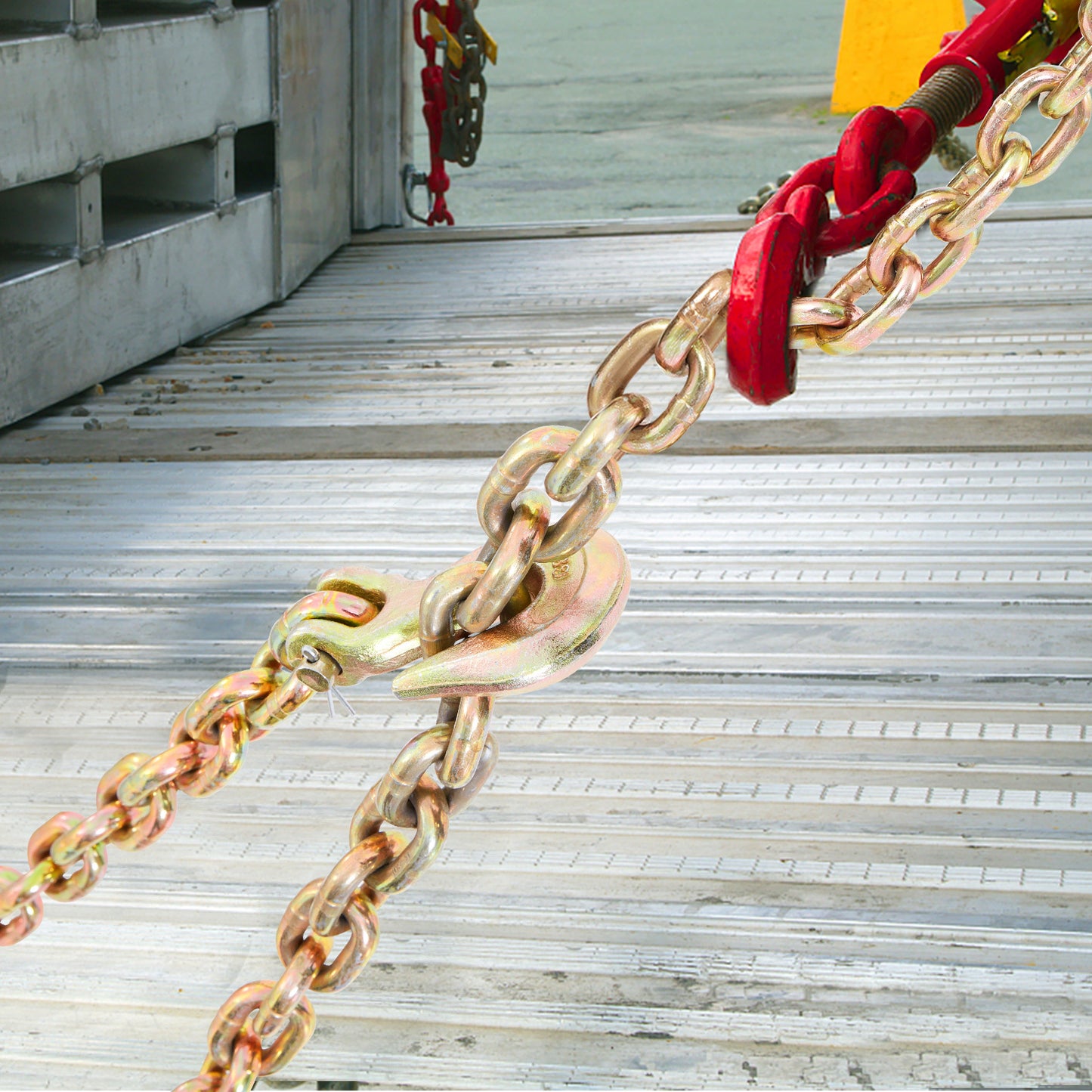 VEVOR Transport Binder Chain, 7100lbs Working Load Limit,G80 Tow Chain Tie Down With Grab Hooks, DOT Certified, Galvanized Coating Manganese Steel For Dock Factory Construction Site, 2 Pack