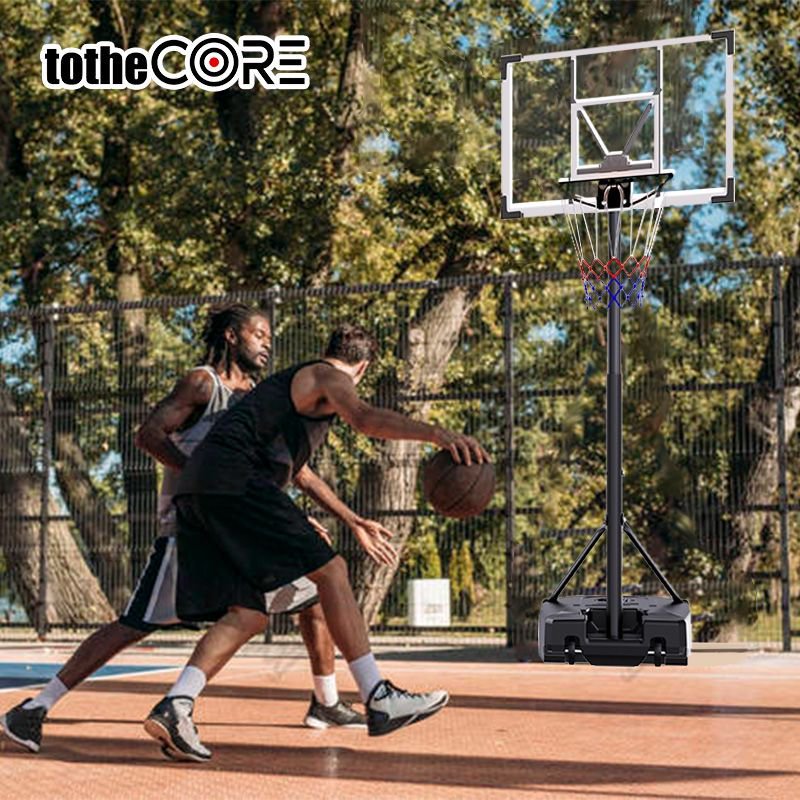 TotheCORE Basketball Stand 4.43-10.00ft Adjustable Portable Basketball Hoop & Goal PC Backplate, Large Base & Wheels