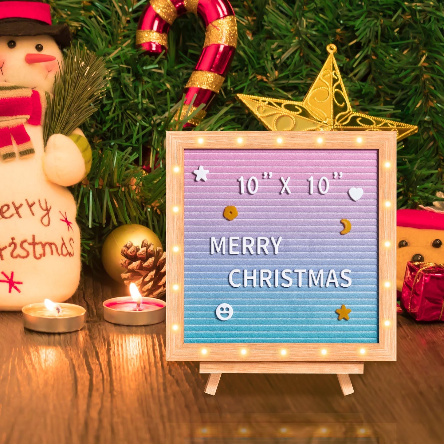 VEVOR Gradient Felt Letter Board,Felt Message Board, Changeable Sign Boards With 510 Letters, Stand, And Built-in LED Lights, Baby Announcement Sign For Home Classroom Office Decor Wedding
