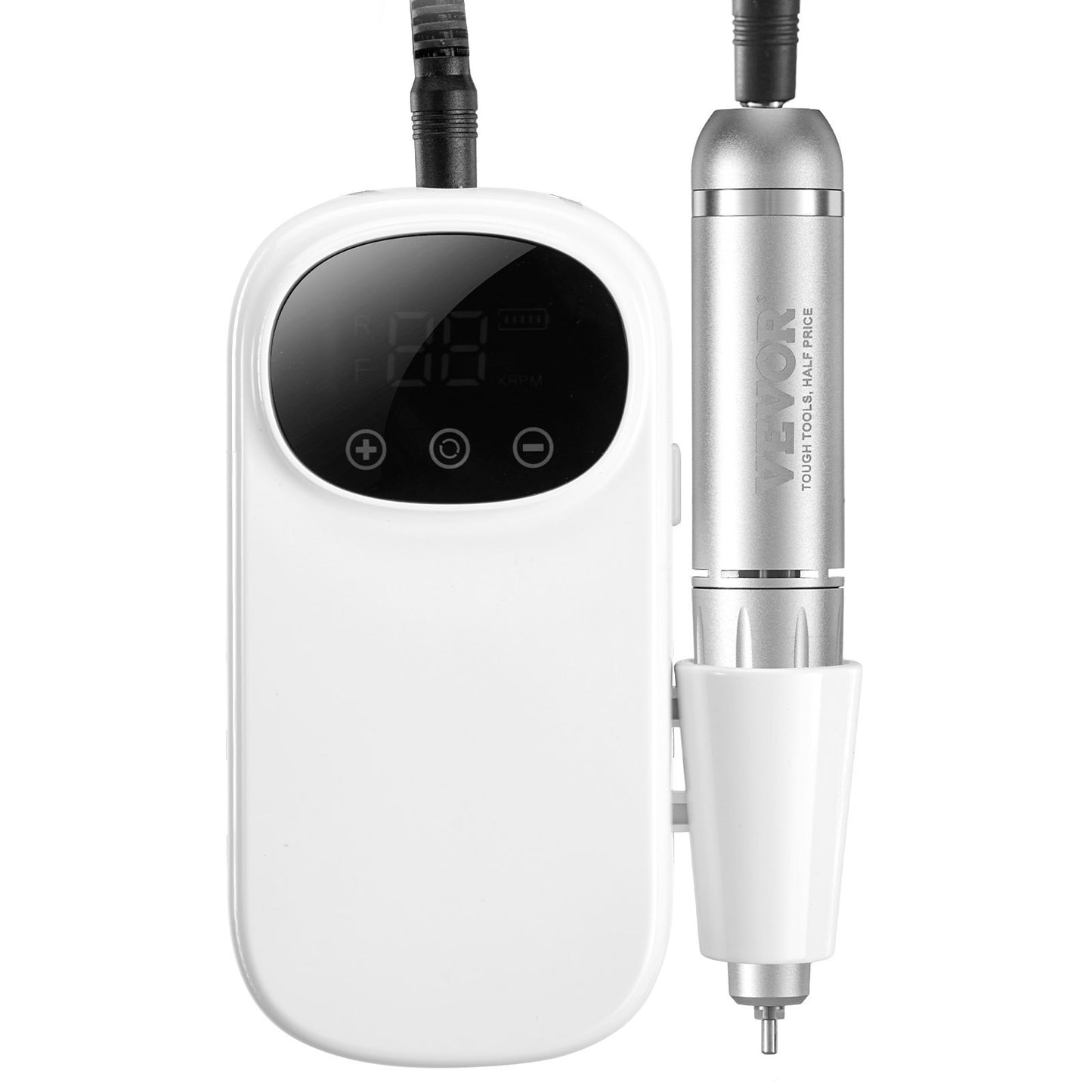 VEVOR Electric Rechargeable Nail Drill, 35,000RPM Portable Cordless Nail E File Machine, LCD-Display Acrylic Gel Grinder Tool With 6 Bits And 50PCS Sanding Bands For Manicure Pedicure Carve Polish