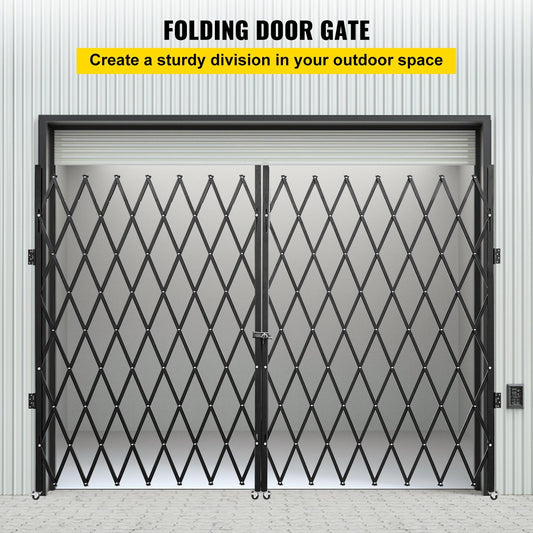 VEVOR Double Folding Security Gate,   Folding Door Gate, Steel Accordion Security Gate, Flexible Expanding Security Gate, 360Rolling Barricade Gate, Scissor Gate Or Door With Keys