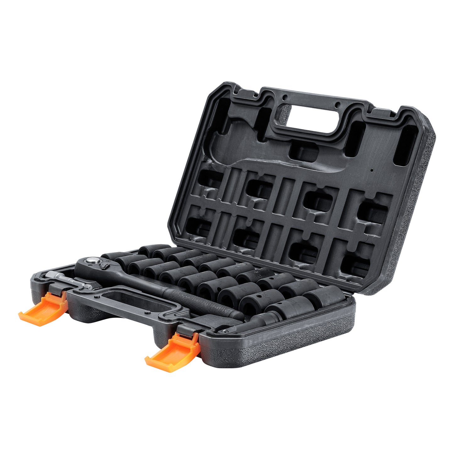 VEVOR Drive Impact Socket Set, 23 Piece Socket Set SAE 6 Point Cr-V Alloy Steel For Auto Repair With Ratchet Handle Rugged Construction Storage Case