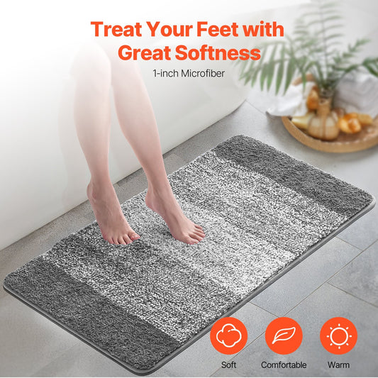 Bathroom Rug  Absorbent Soft Bath Mat Machine Washable Quick Dry Non-Slip