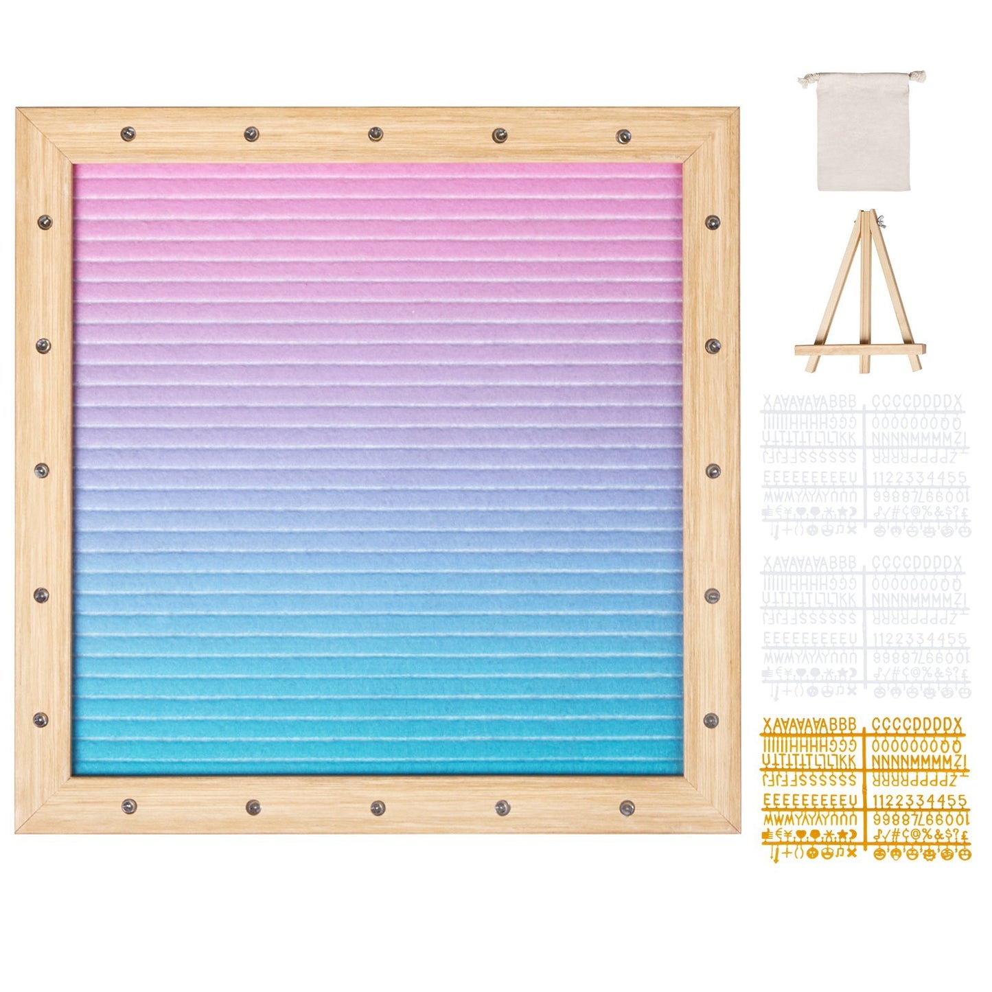 VEVOR Gradient Felt Letter Board,Felt Message Board, Changeable Sign Boards With 510 Letters, Stand, And Built-in LED Lights, Baby Announcement Sign For Home Classroom Office Decor Wedding