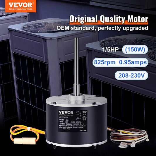 VEVOR Condenser Fan Motor 5KCP39GFS166S, 3S003, 208 230V, 825RPM, OEM Standard Upgraded Replacement Condenser Motor Reversible Rotating,
