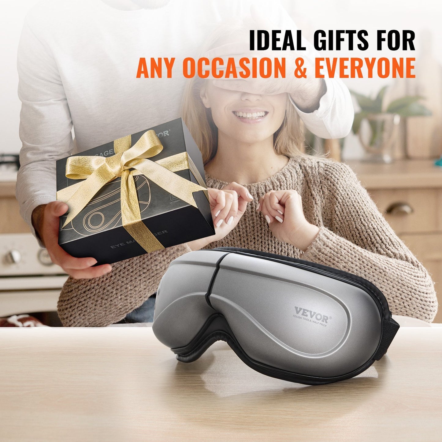 VEVOR Heated Eye Massager Eye Care Device 5 Modes Bluetooth Music Foldable