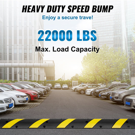 VEVOR 72'' Rubber Speed Bump 2 Channel 22000 Lbs Load Heavy Duty Speed Hump