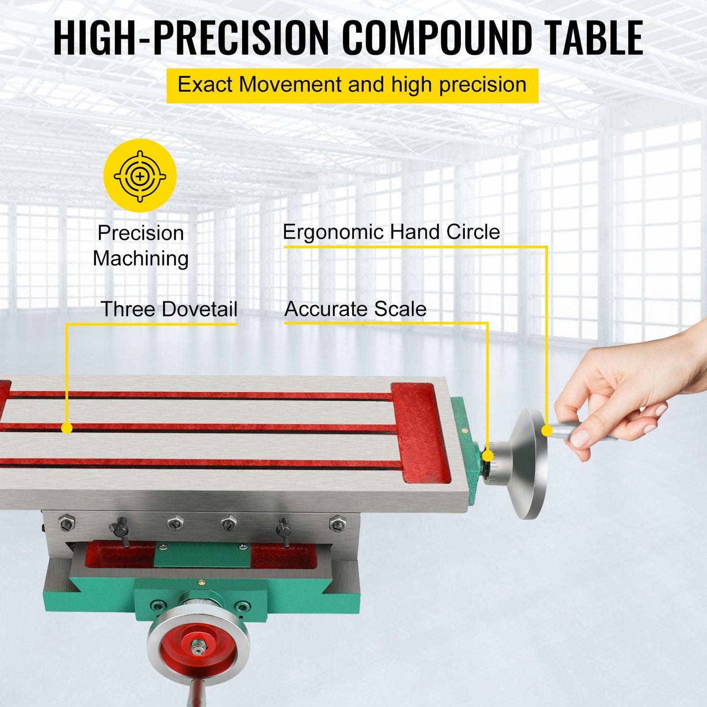 VEVOR Milling Working Table 17.7 X 6.7 Inch, Compound Milling Machine Work Table 2 Axis 4 Ways Move, Multifunction Milling Working Table Heavy-duty Structure,for Milling And Drilling Machine