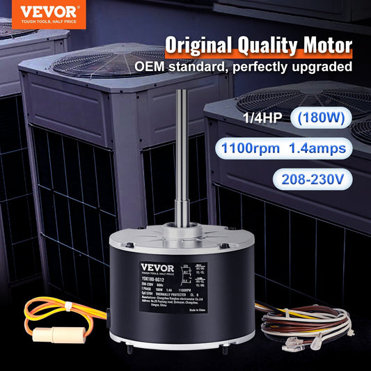 VEVOR Condenser Fan Motor 5KCP39EGS070S, 5KCP39EGY823S,  1100RPM, OEM Standard Upgraded Replacement Condenser Motor Reversible Rotating,